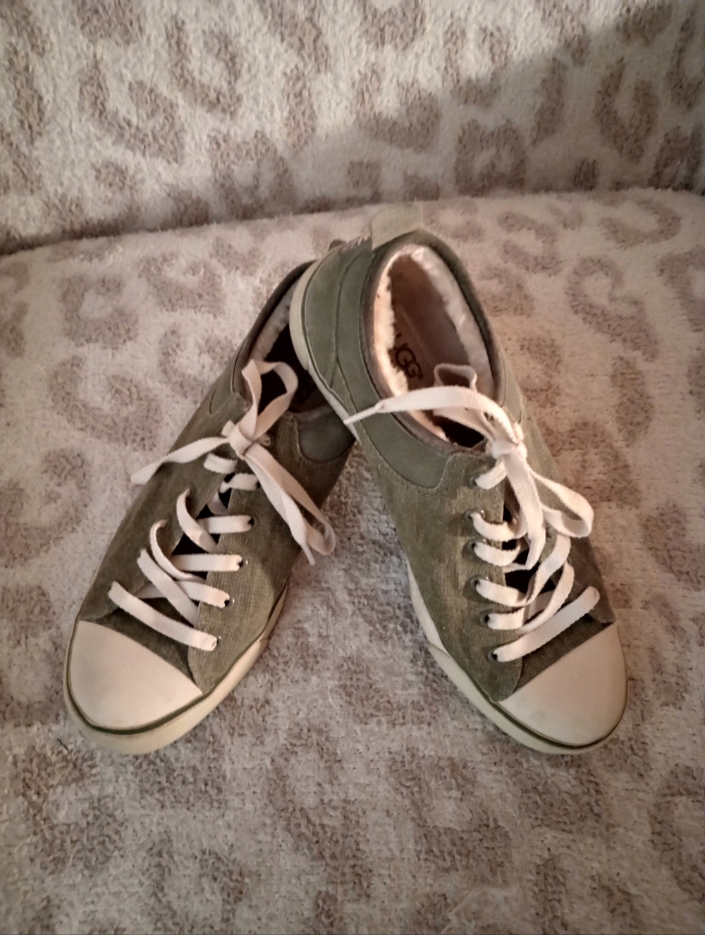 Women's UGG Evera Suede Canvas Sheepskin Lined Sneakers